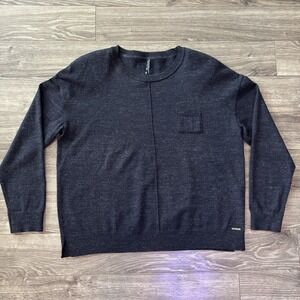 Saint James Mademoiselle Sweater Womens L 96% Wool Black Silver Pullover France‎